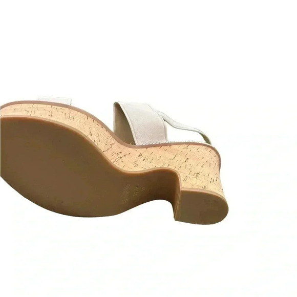 Coach Cork Heel Sandal Leather Platform Chalk Beige Quartz Sandals 9 - Picture 7 of 10